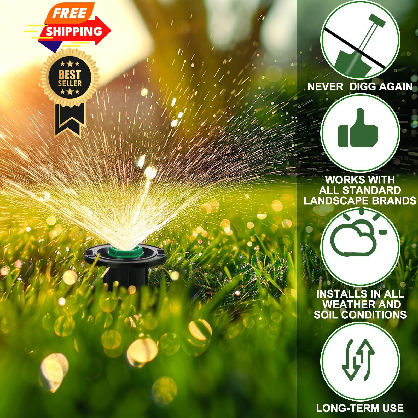 Geelin 10 Pcs Plastic Flush Head Sprinkler Circle Pop-up Full green, yellow gallery