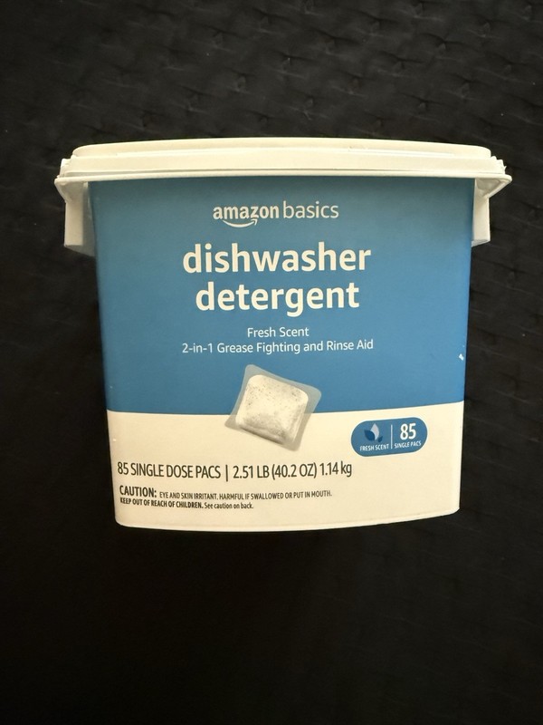 Amazon Basics 2-in-1 Dishwasher Detergent Tablets Fresh Scent 85 Pacs 2.51 lb gallery