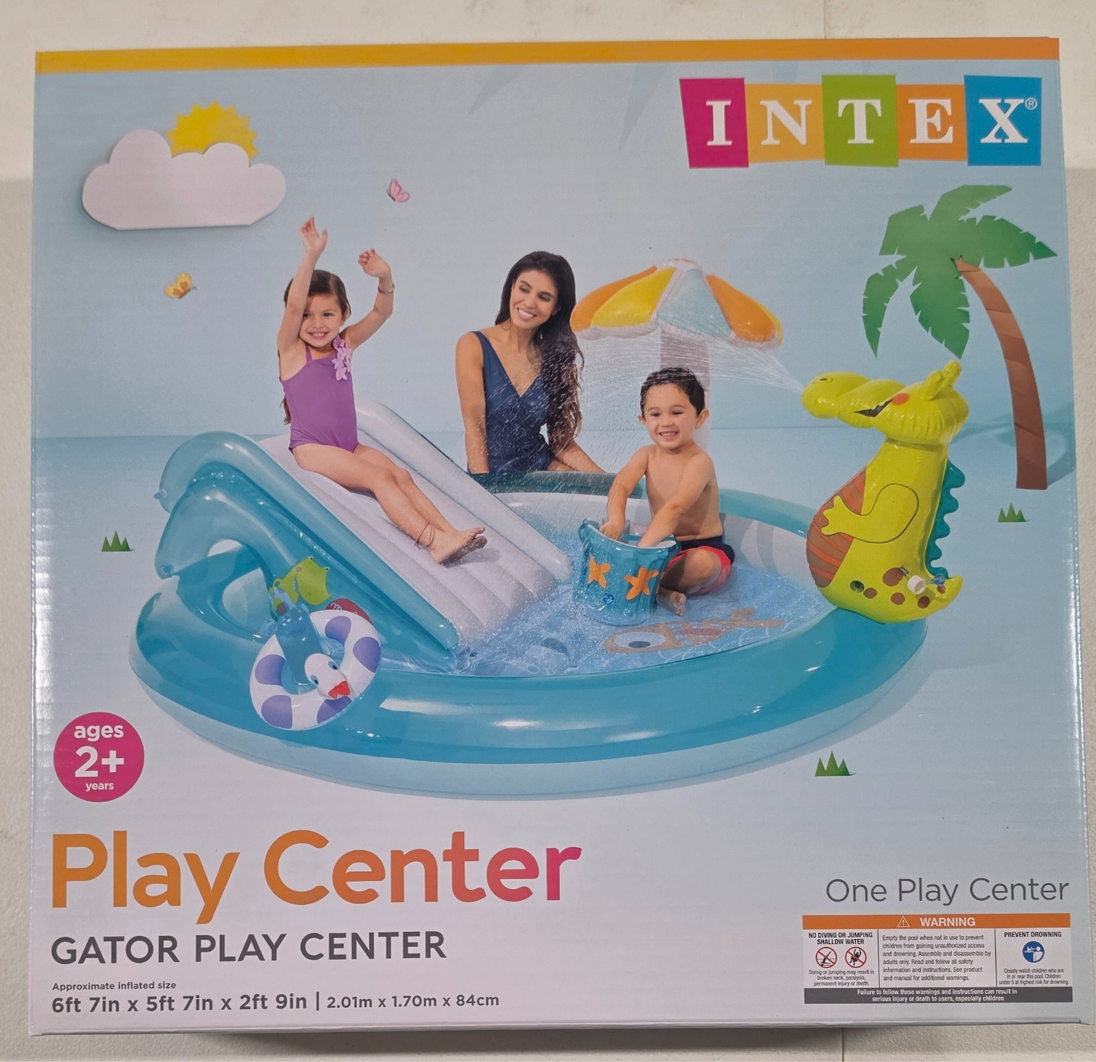 Intex 57165EP Gator Outdoor Inflatable Kiddie Pool Water Play Center with Slide gallery