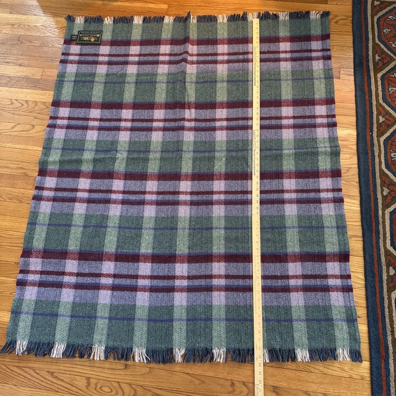 Bronte Tweeds Wool Plaid Throw Blanket Blue Teal Cranberry Yorkshire, England gallery