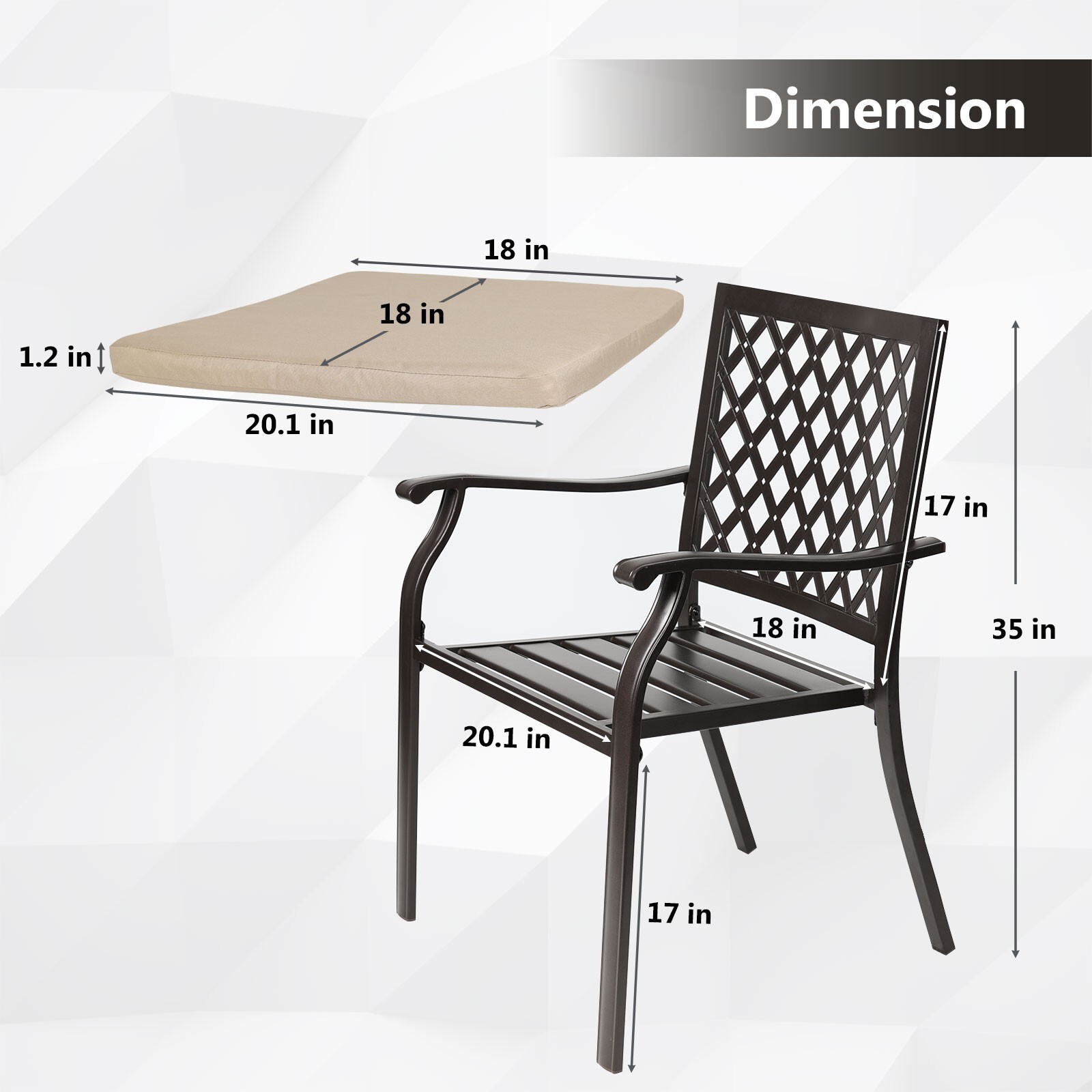 Aoodor Patio Chair 2Pcs Outdoor Dining Chairs Stackable Metal Armrest Chairs gallery