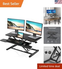 Height Adjustable Standing Desk 36” Wide Sit to Stand Converter Stand Up Desk…