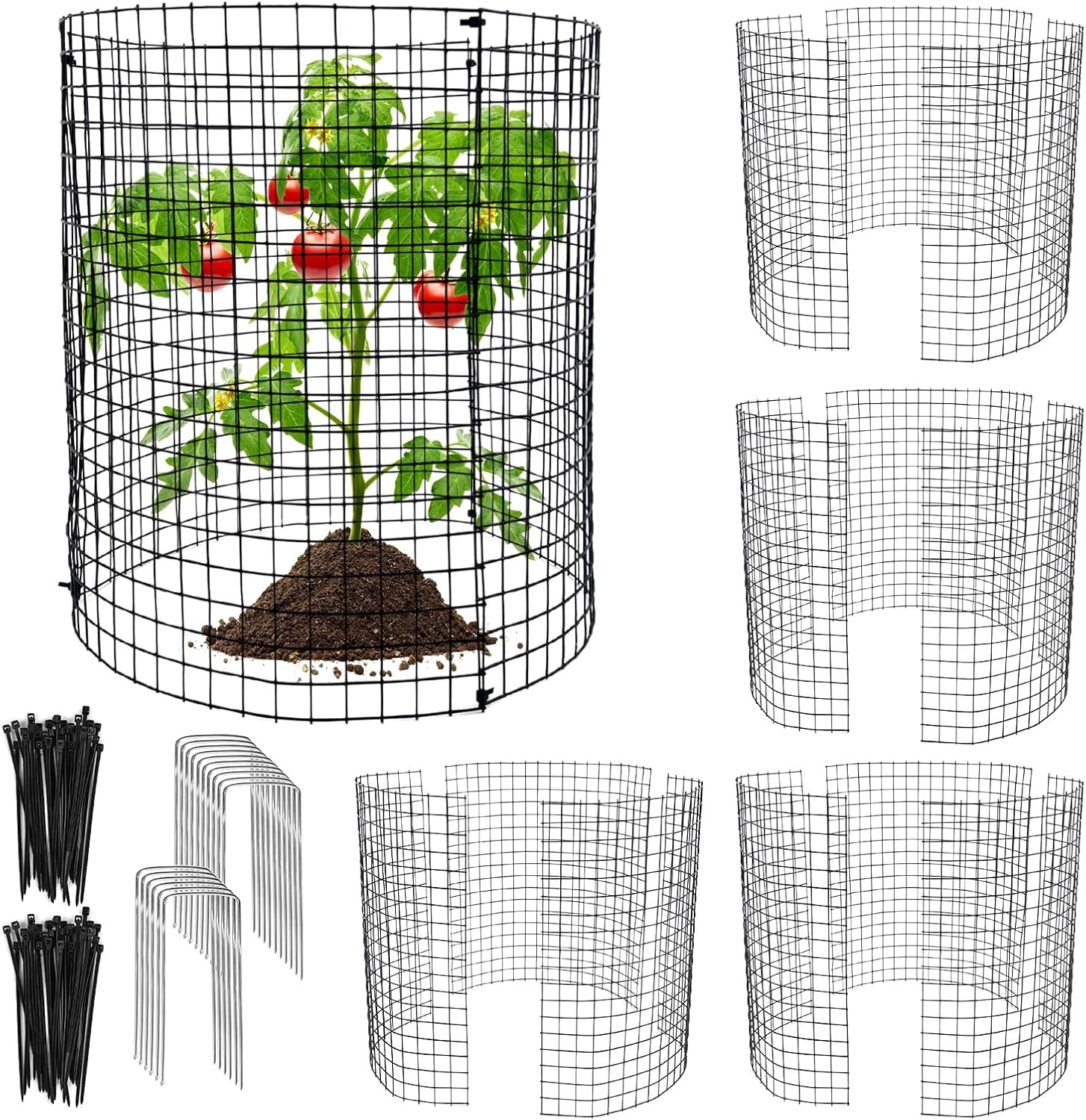 18Pcs Plant Protector from Animals 12x12" Metal Plant Cage with Stakes&Cable Tie gallery