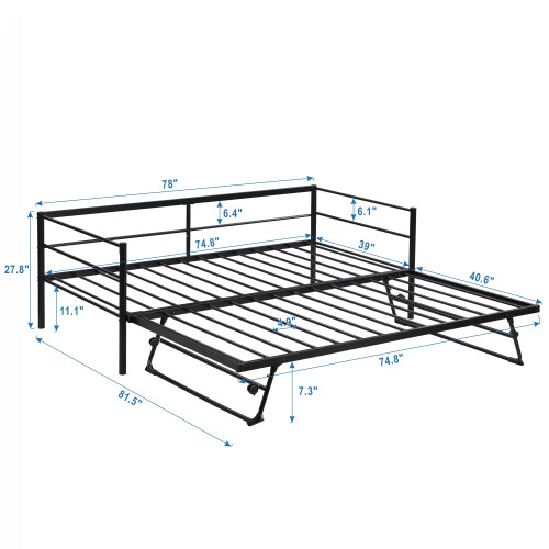 Daybed with Trundle Heavy Duty Metal Sofa Bed for Bedroom Guest Room Living Room gallery