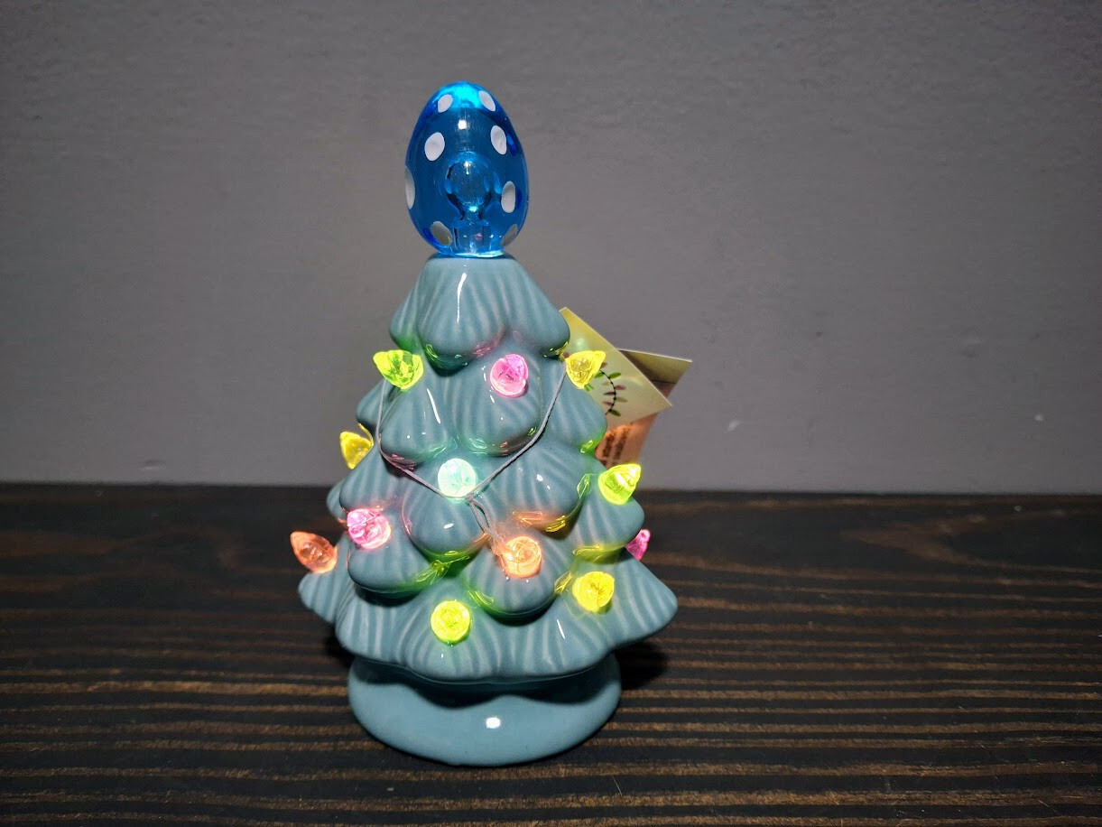 Blue Ceramic Tree LIGHTS UP with Multi-Color Lights 5 x 3 x 2 inch Easter gallery