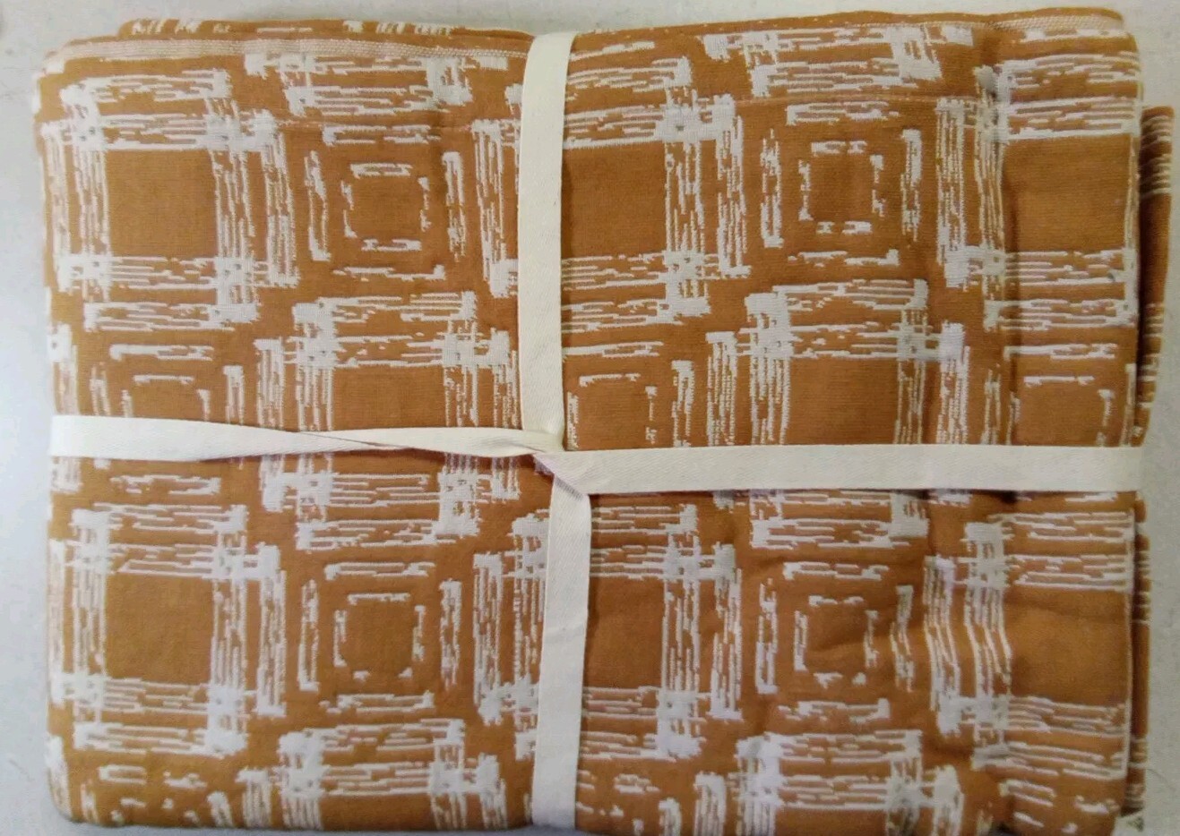 Berkshire Patterned Woven 100% Organic Cotton Blanket. Cashew Color. Twin gallery