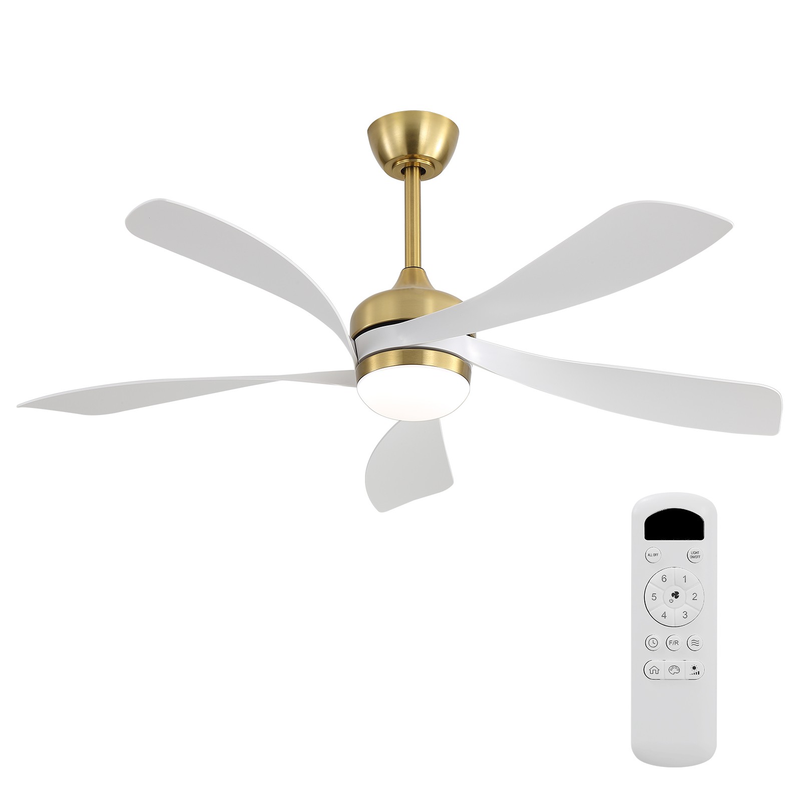 Gold+White,52inch Ceiling Fan,Reversible 6 Speeds Adjustable,Modern Dimmable LED gallery