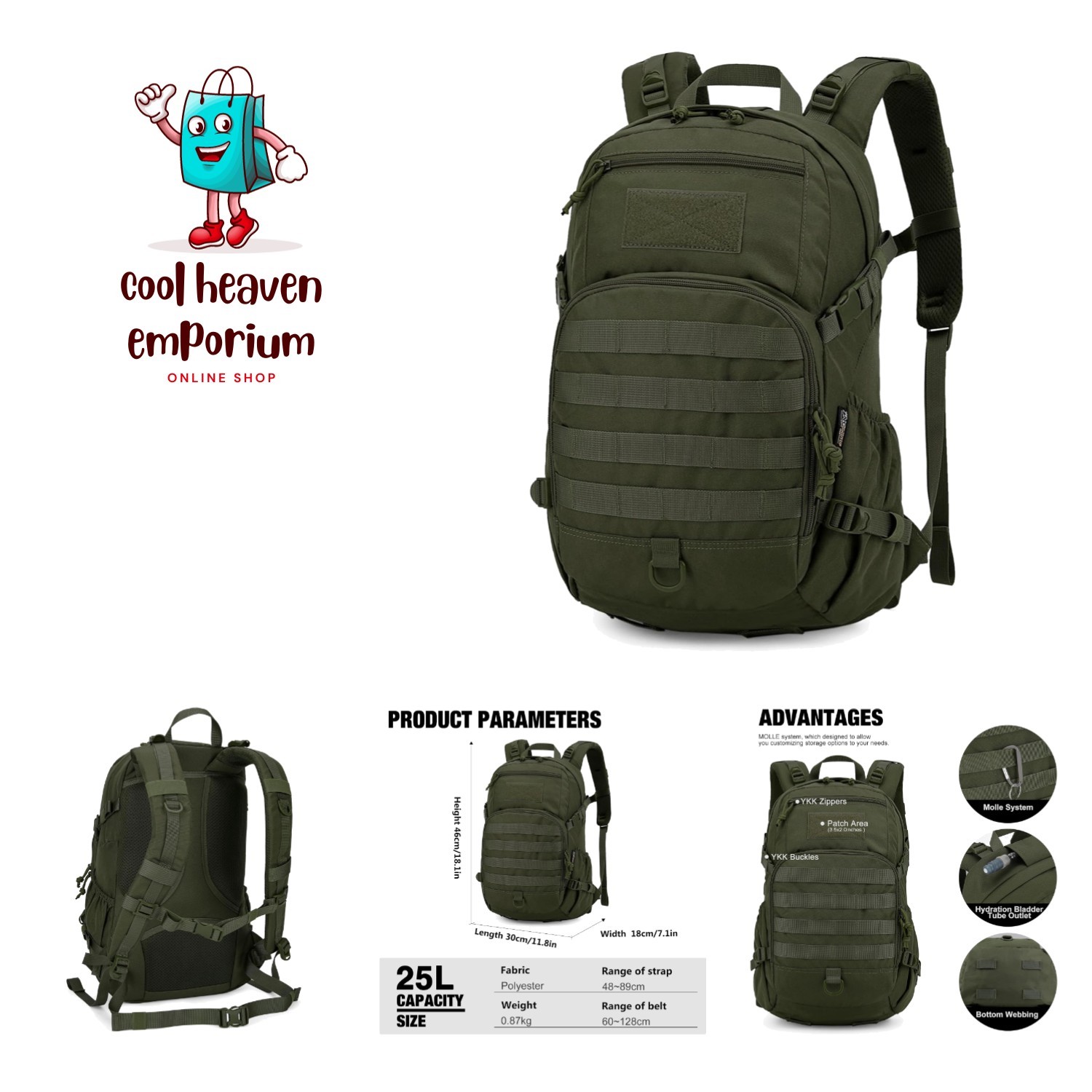 Small Tactical Backpack,Molle Hiking Backpack for Backpacking,Cycling and Bik…