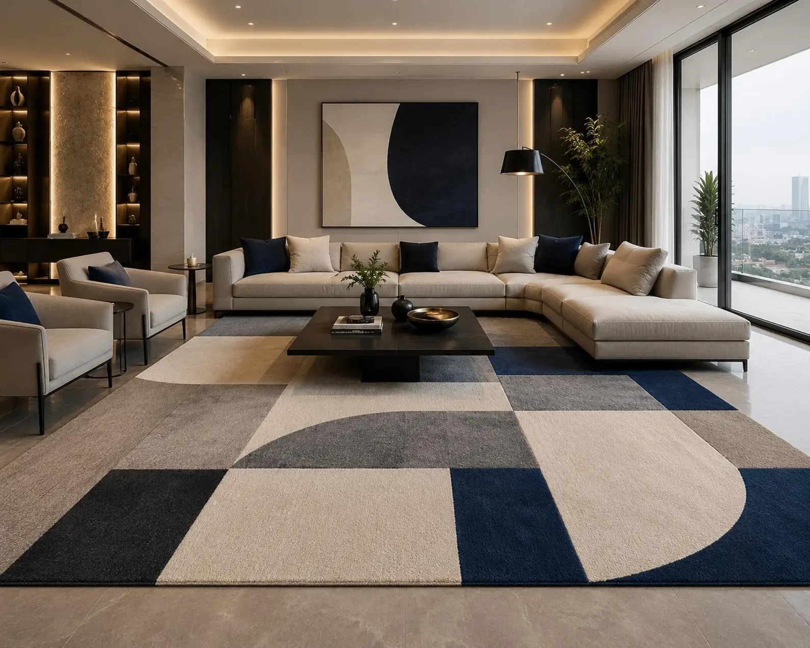 Luxury Hand Tufted Modern Geometric Rug Large Living Room | Contemporary Rug gallery