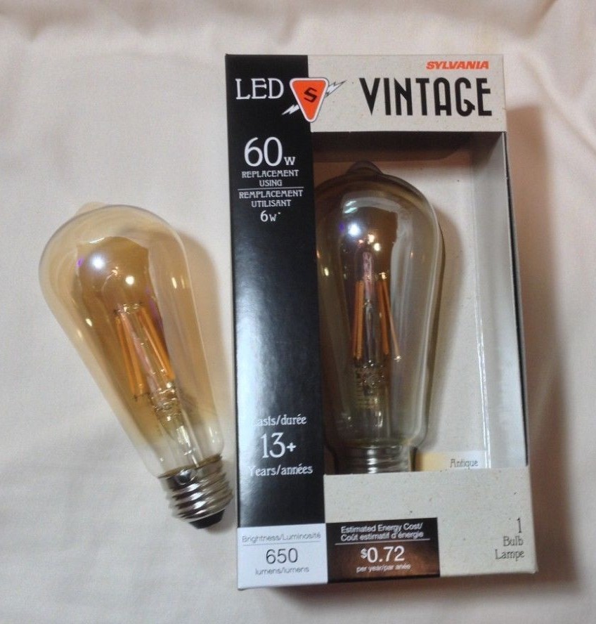 2 NEW LED AMBER tint Light bulb EXTRA WARM low blue 650 lu E26 base 6w = 60w A19 gallery