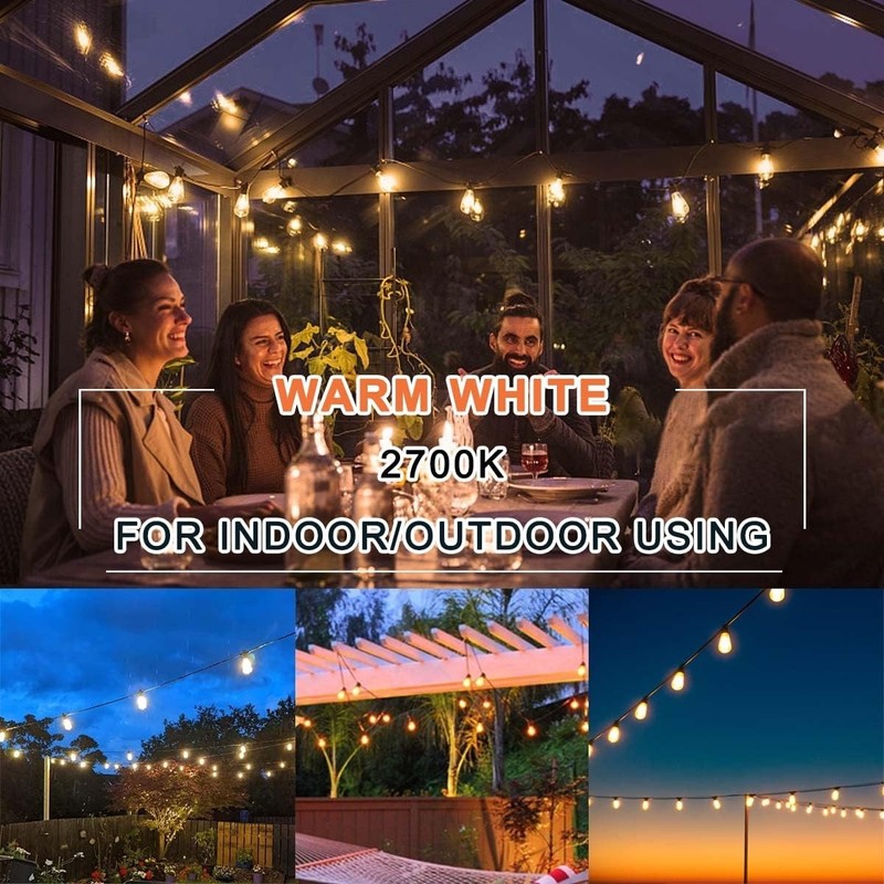 50-200FT LED Outdoor String Lights ST38 Shatterproof 2700K Patio Lights gallery