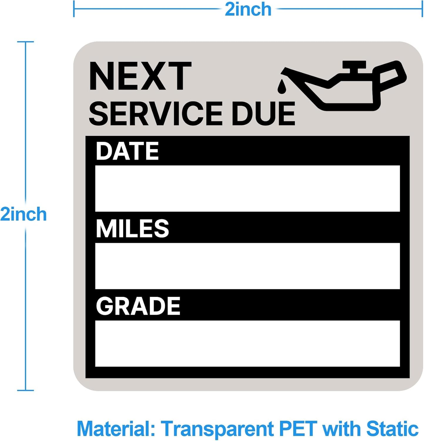for Oil Change Sticker Static Cling, Clear Stickers 120 Pcs 2”x 2” Next Serv gallery