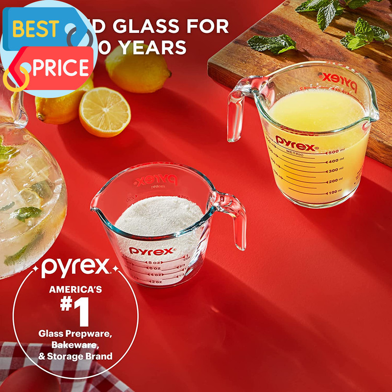 2 Piece Glass Measuring Cup Set, Includes 1-Cup, and 2-Cup Tempered Glass Liquid gallery