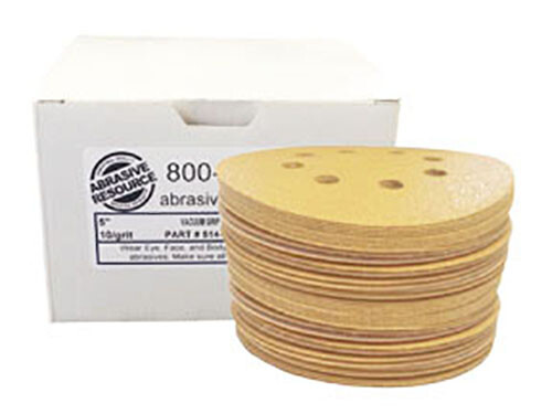 5 Inch x 8 Hole Gold Hook and Loop Grip Multi Grit Sanding Discs (50 Pack, 5 gallery