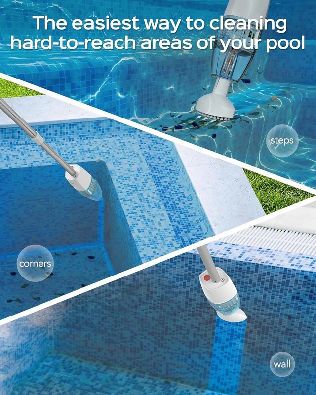 WYBOT Hyson 100 Handheld Cordless Pool Vacuum Cleaner White with Two Brush Heads gallery