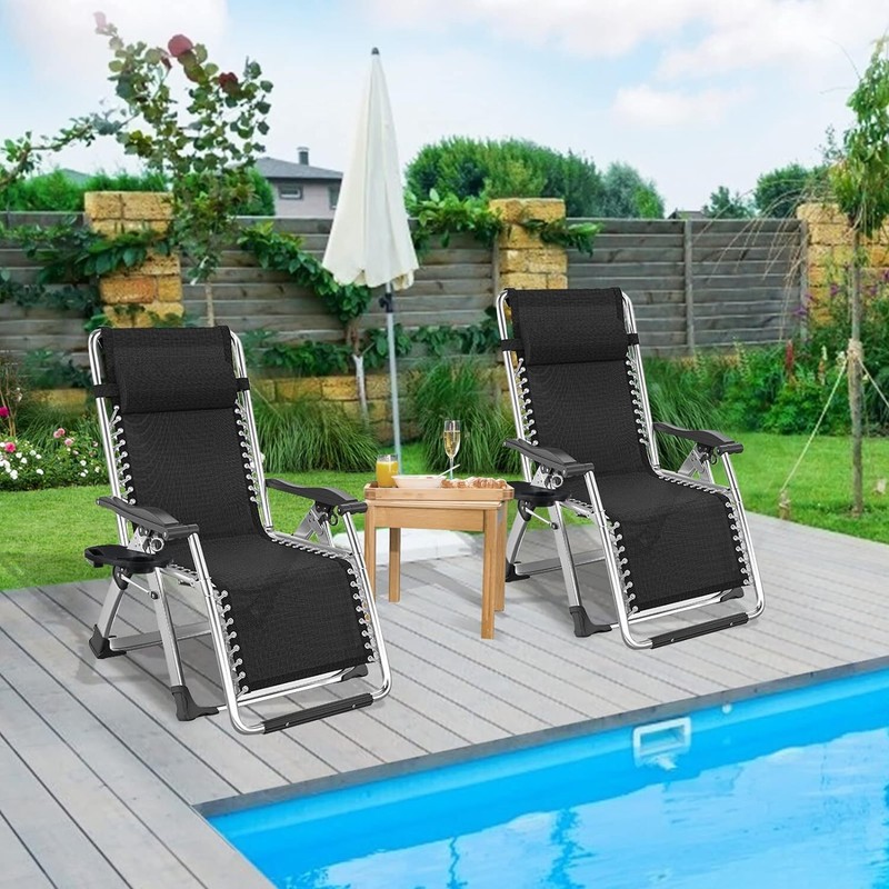 NAIZEA Zero Gravity Chair, Premium Lawn Recliner Folding Chaise Lounge & Cushion gallery
