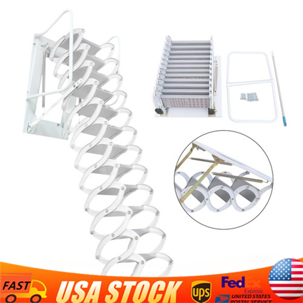 Folding Attic Ladder White Wall Mounted Folding Ladder Loft Stairs 12 Steps gallery