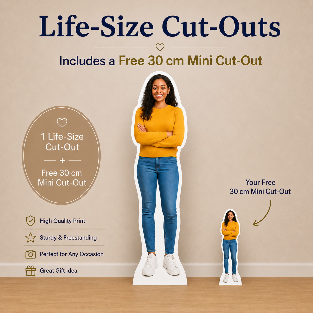 Personalised Life Size Cardboard Cutout Custom Standee Party Prop + FREE Mini gallery