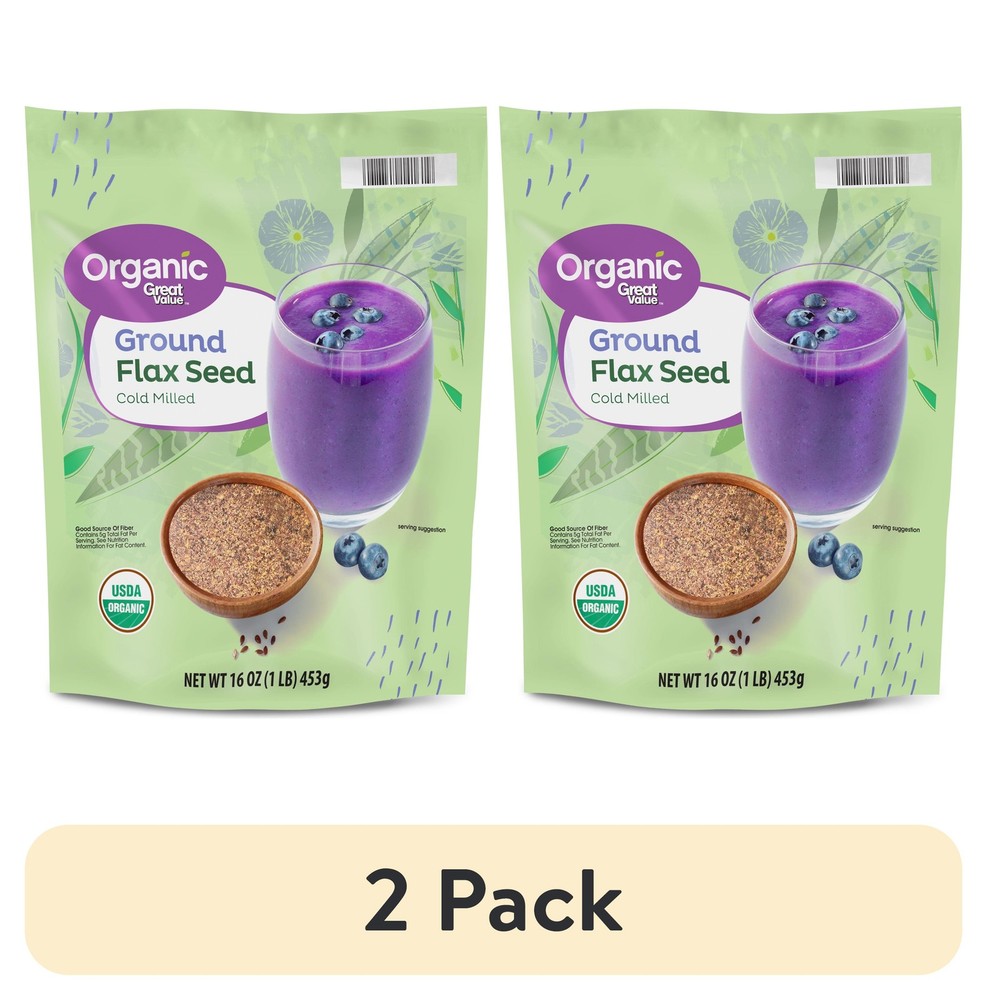 2 pack, Great Value Organic Ground Cold Milled Flax Seed, 16 oz.