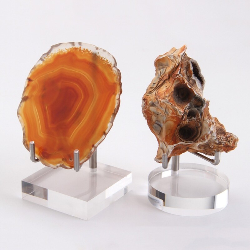 Clear Acrylic Display Stand with Adjustable Metal Arms Easel Holder for Crystal gallery
