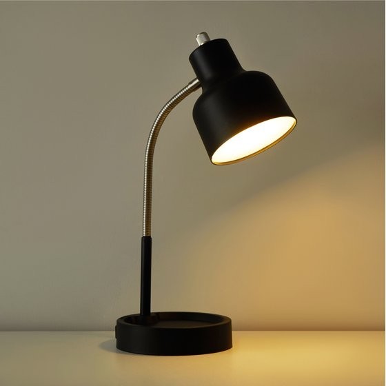 Mainstays LED Desk Lamp with Catch-All Base & AC Outlet, Matte Black gallery