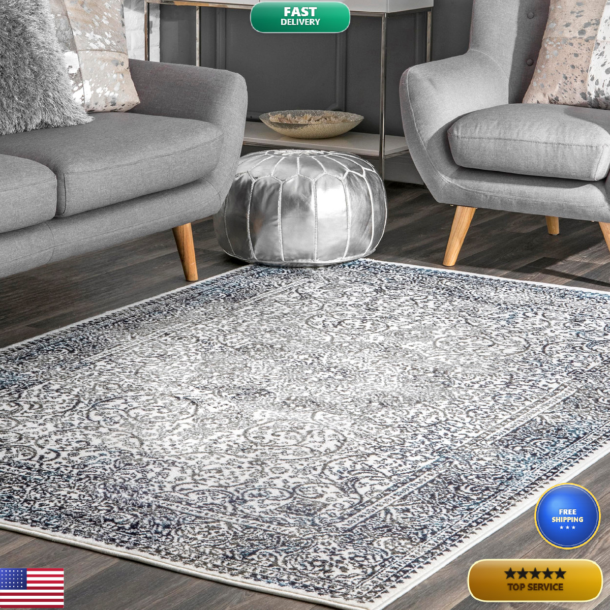 Nuloom Transitional Oriental Style Delores Area Rug 4X6 Blue Lpct02A gallery