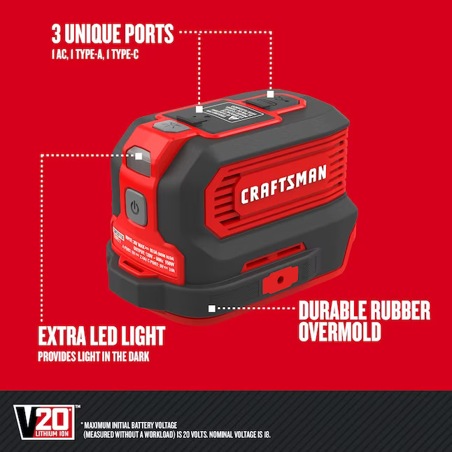 CRAFTSMAN 20-volt, 150-Watts Portable Power Station (Battery Not Included) gallery