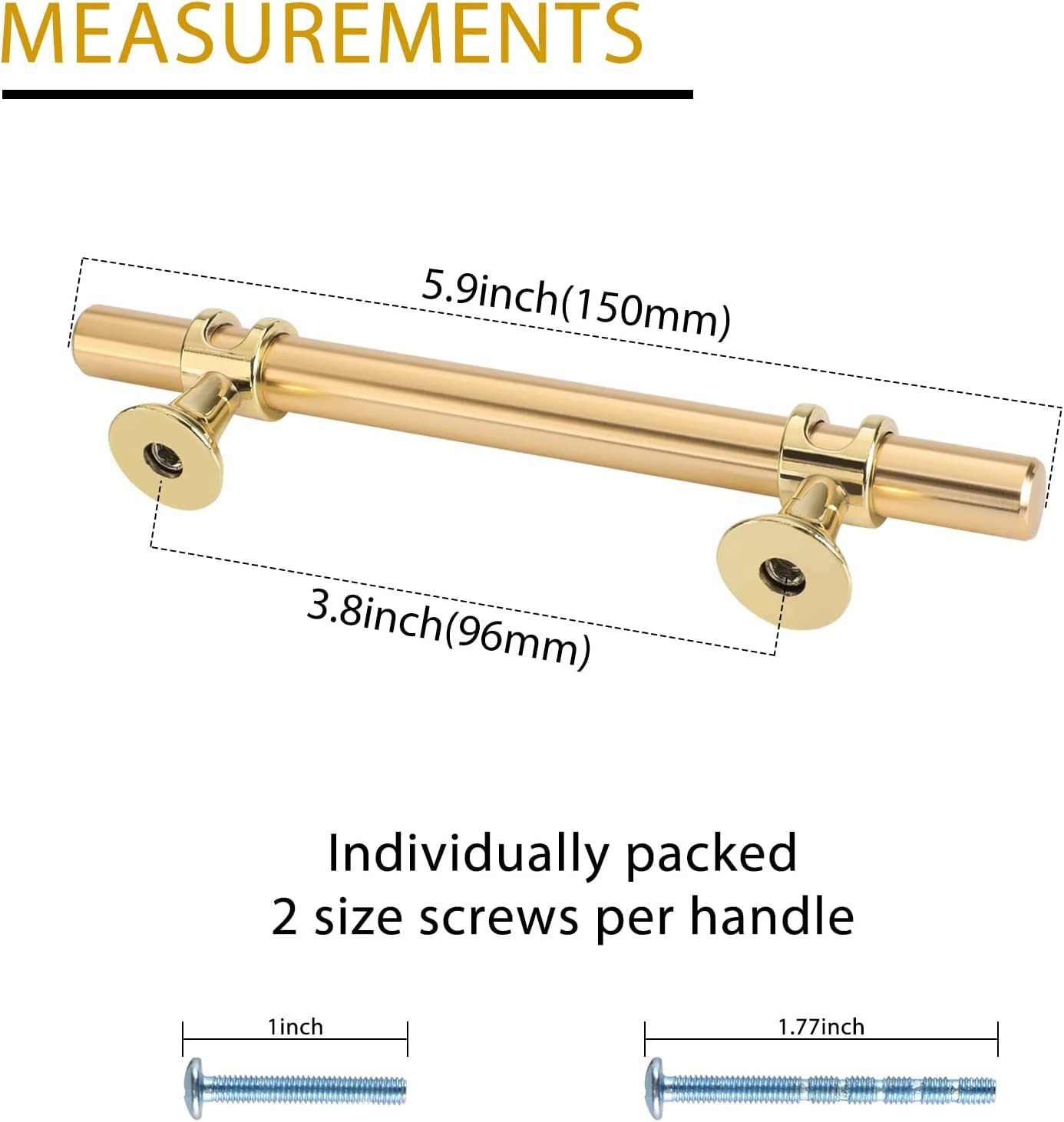 10 PCS 33/4 Inch Gold Cabinet Pulls Brass Drawer Handles Kitchen Hardware gallery