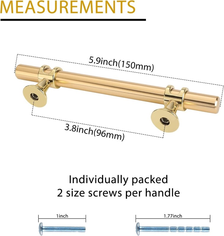 10 PCS 33/4 Inch Gold Cabinet Pulls Brass Drawer Handles Kitchen Hardware gallery