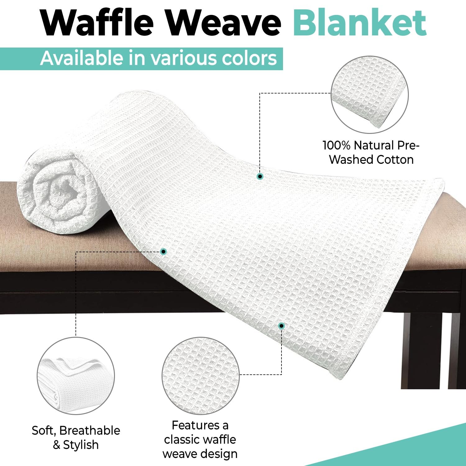 100% Cotton Blankets for Bed - Waffle Weave Blankets for Summer, Lightweight ... gallery