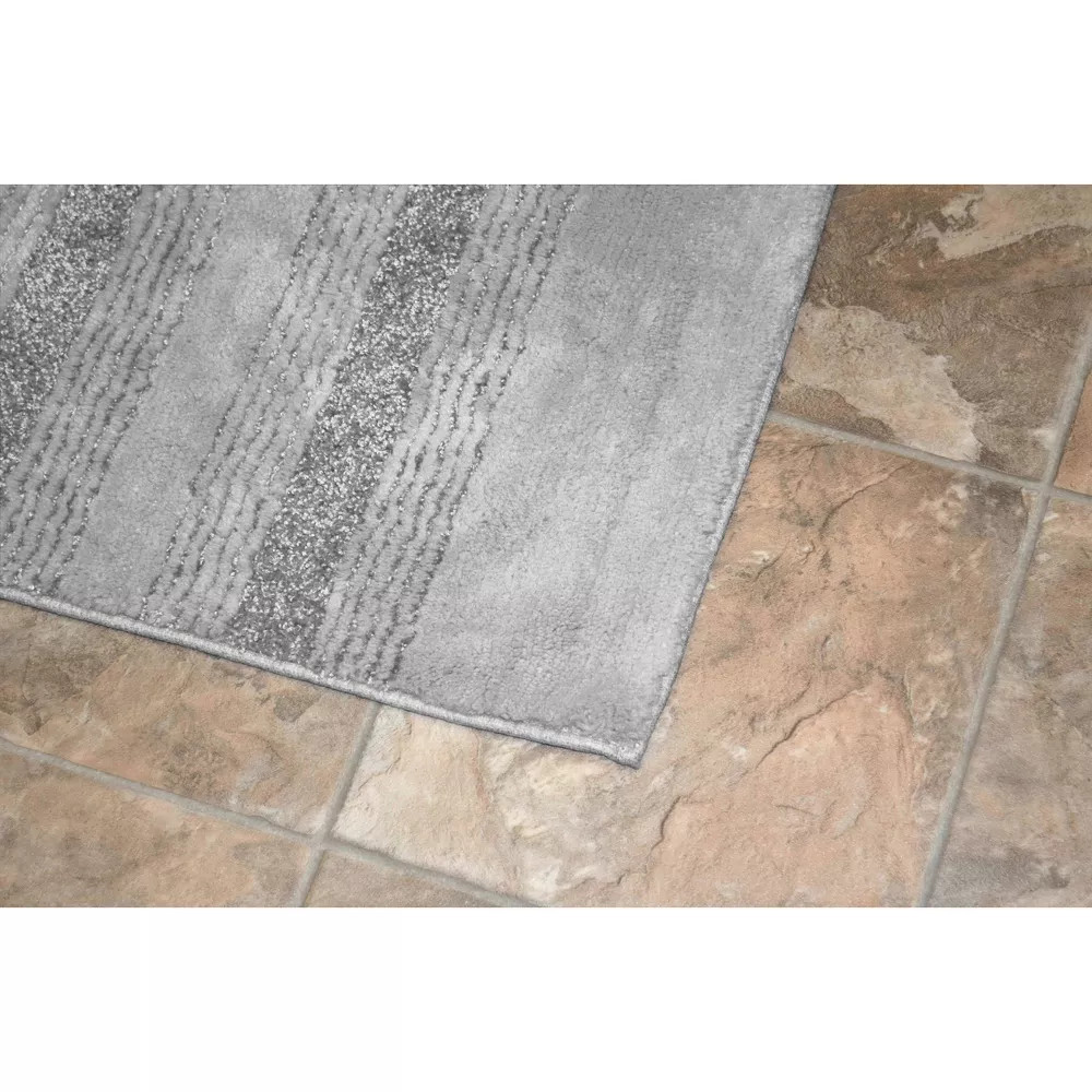 22"x60" Nylon Washable Bathroom Rug Runner Gray - Garland Rug gallery