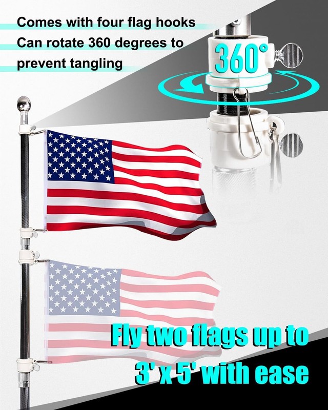 Telescoping Flagpole with Tire Mount - 20ft Carbon Fiber RV Flag Pole Kit gallery