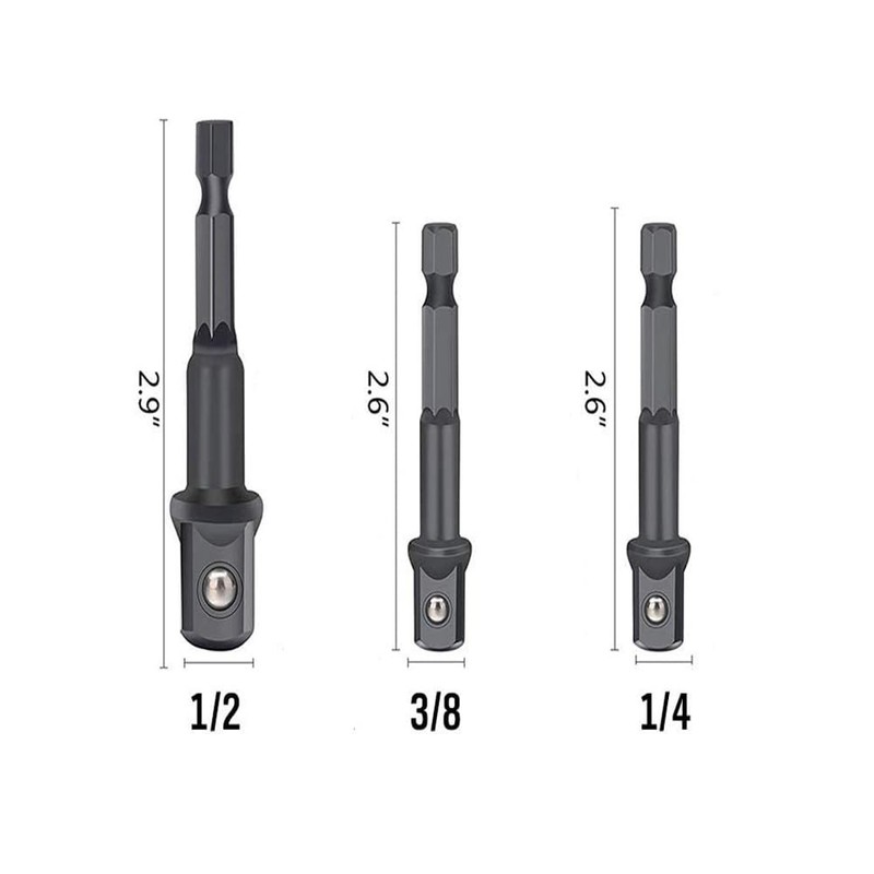 7pc Impact Socket Adapter Reducer Set Power Drill Hex Shank 1/4 3/8 1/2 Drivers gallery
