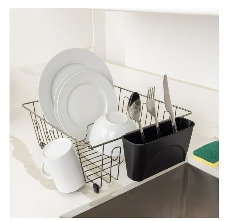 Small Dish Drainer Rack - Chrome/Black gallery
