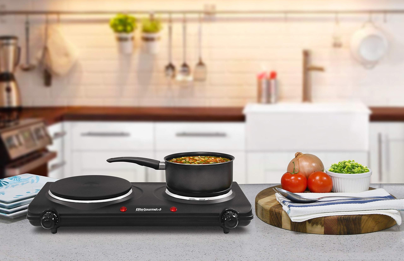 Portable Small Electric Stove Top 2 Burners Range Double Hot Plate Countertop gallery