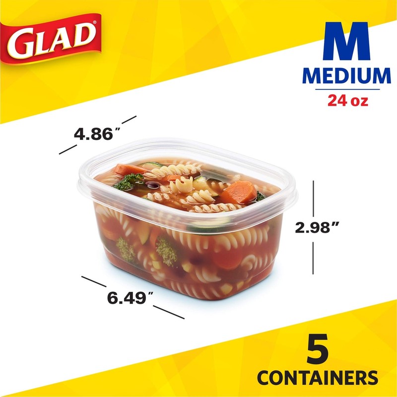 GladWare Soup Salad Everyday Use Medium Rectangle Storage Hold up to 24oz, 5ct gallery