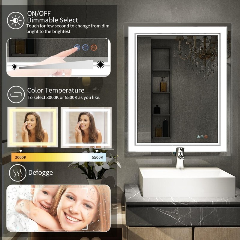 40x32 LED Vanity Mirror With Light,Bathroom Vanity Led Mirror, Antifog 3 Color gallery