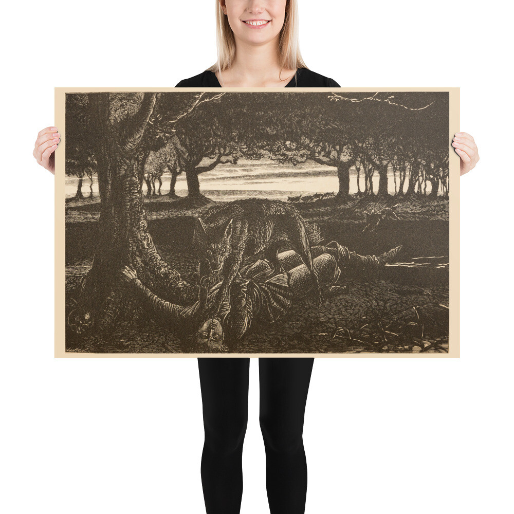 THE LYCANTHROPE - 24" x 36" LARGE ART PRINT VINTAGE ETCHING WEREWOLF gallery