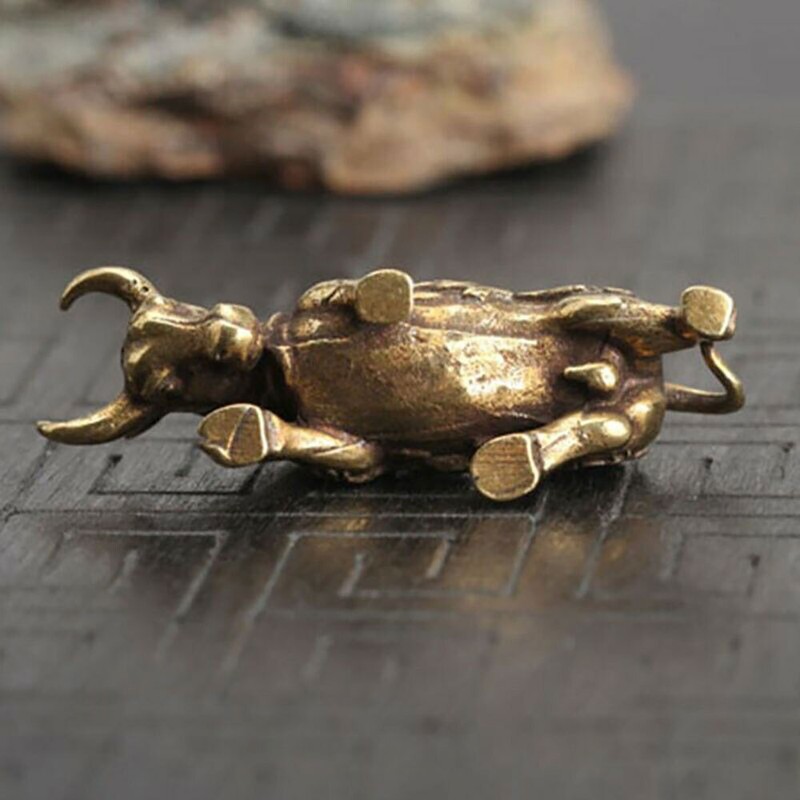 USA Solid Brass Bull Figurine Small Bull Statue House Ornament Animal Figurines gallery