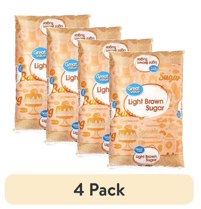 (4 pack) Great Value Light Brown Sugar, 32 oz, Free Shipping...