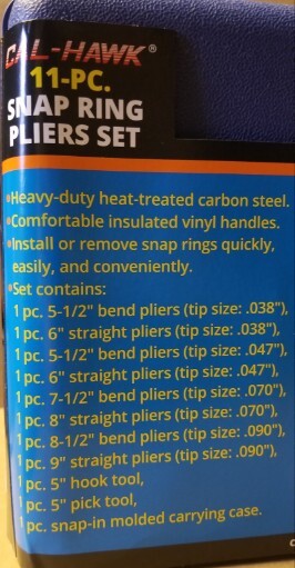 Cal-Hawk Tools Heavy Duty Snap Ring Pliers Set 11-PC CPLSR11P Insulated Handles gallery