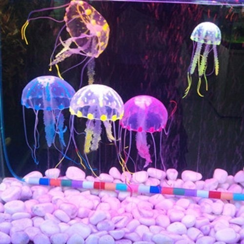 5pcs Color Glowing Effect Artificial Jellyfish for Aquarium Fish Tank Decorate gallery