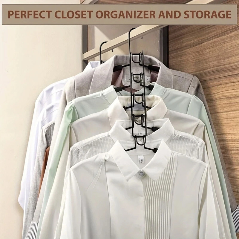 Multiple 5-Layer Clothes Hangers 5 in 1 Sweater Shirt Hanger for Shirts Space US gallery