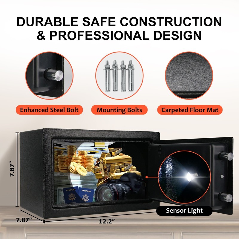 0.5 CuFt Fireproof Safe Box Rechargeable Digital Home Office Cash Jewelry Secure gallery