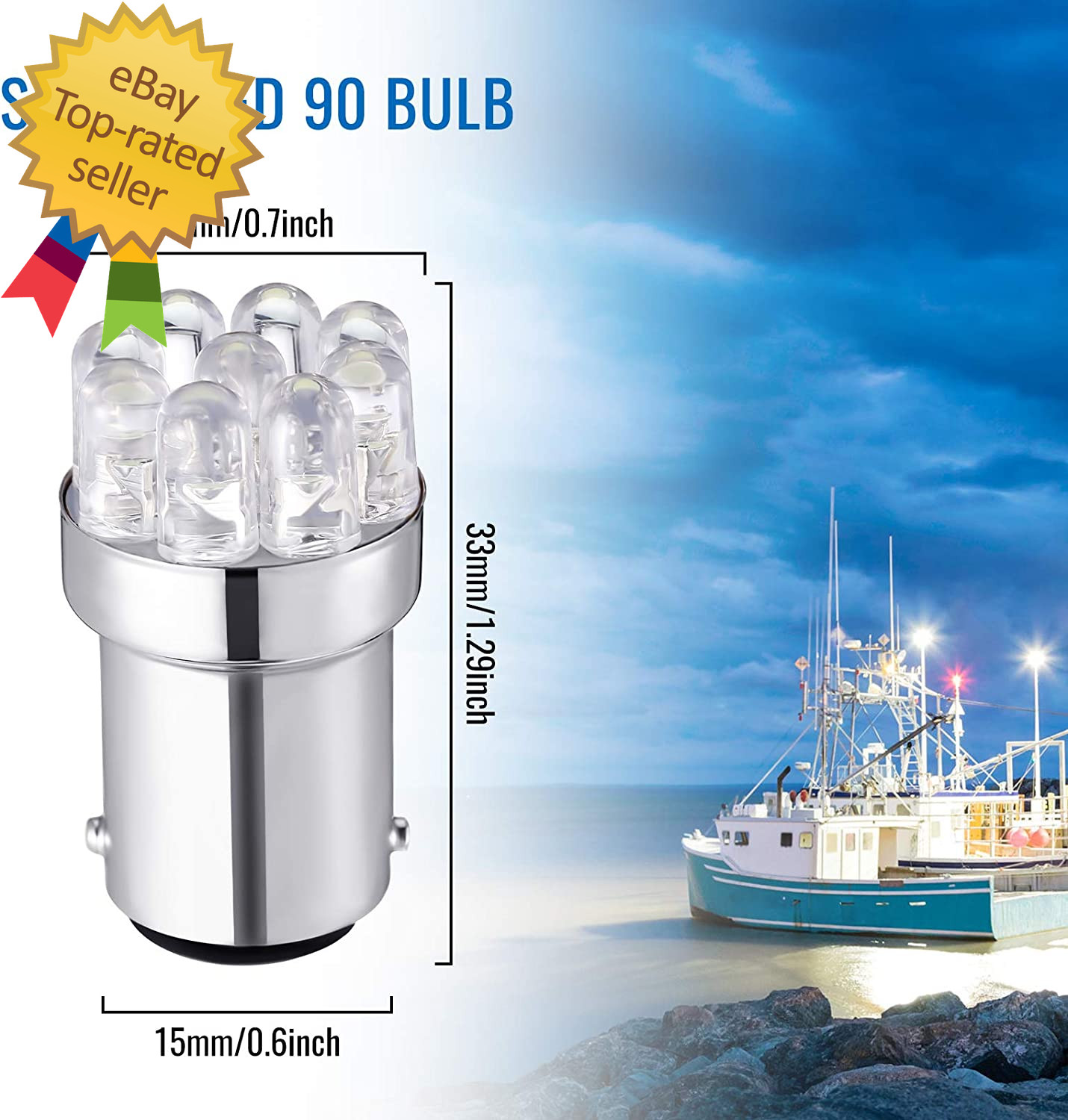 4 Pieces LED 90 Bulb 1004 Marine LED Replacement Bulb BA15D LED Bulb for Boat Na gallery