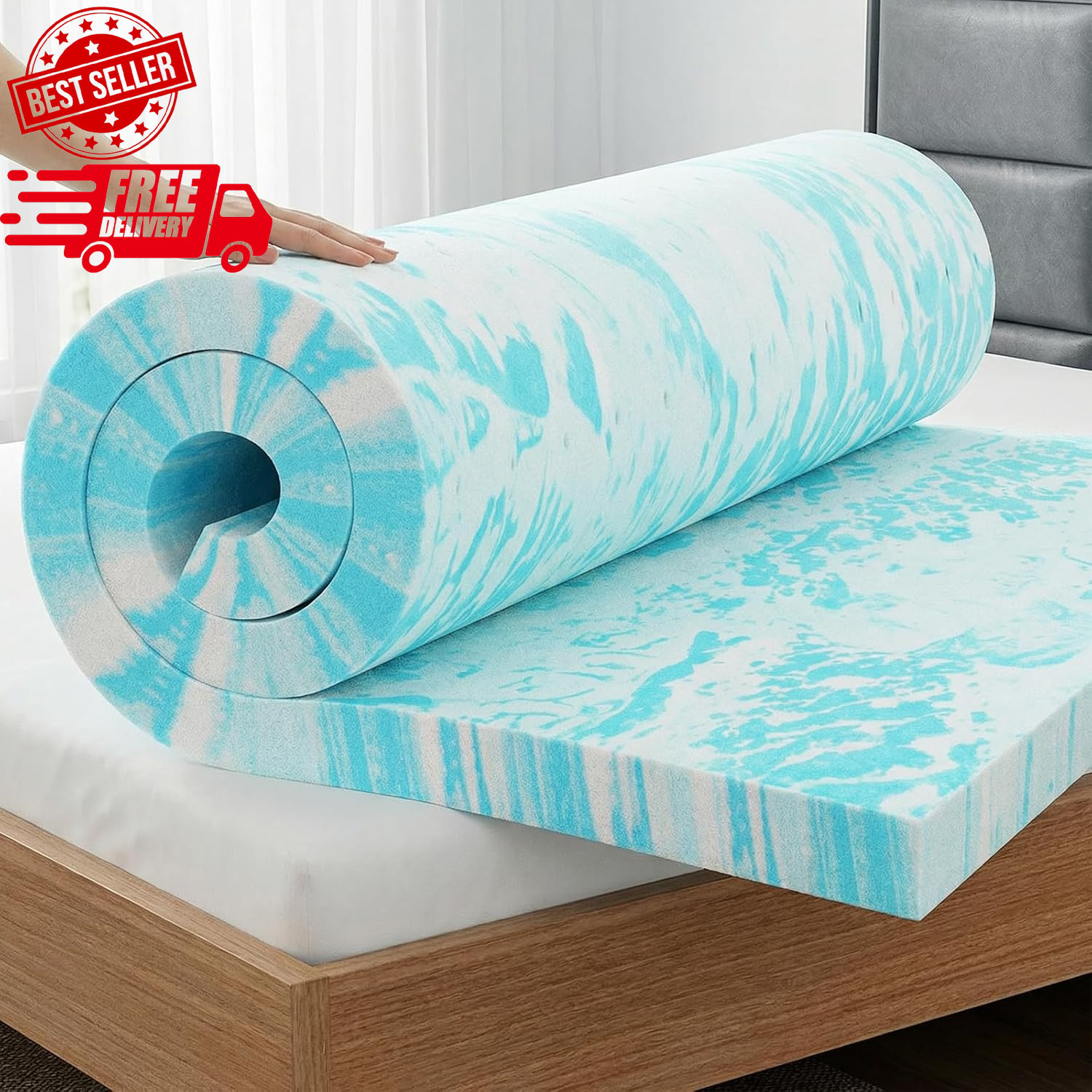 OLIXIS Gel Memory Foam Mattress Topper, Full 3 Inch, Cooling Gel Infused Soft... gallery