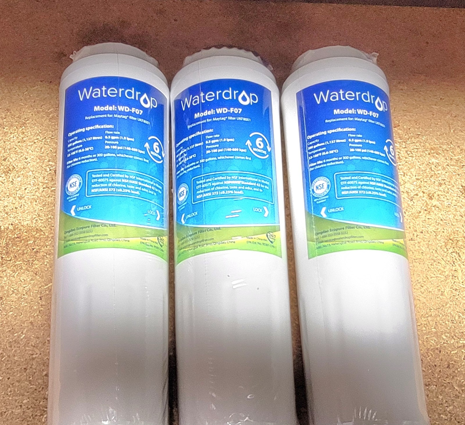 Waterdrop WD-F07 Water Filter Replacement UKF8001 Refrigerator 3 Pk NEW SEALED gallery