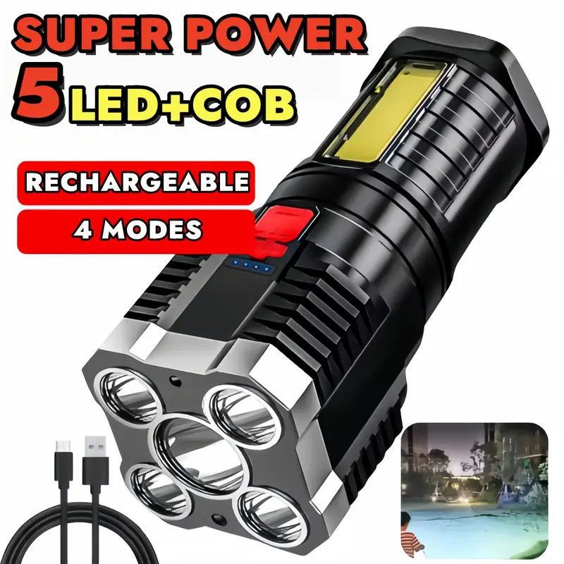 Super Bright LED Torch Flashlight+USB Rechargeable Tactical Camping Outdoor Lamp gallery