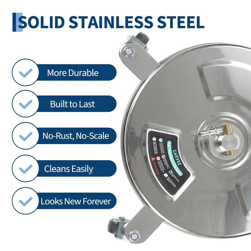 14" Pressure Washer Surface Cleaner Stainless Steel 4000 PSI with Wheels & Wand gallery