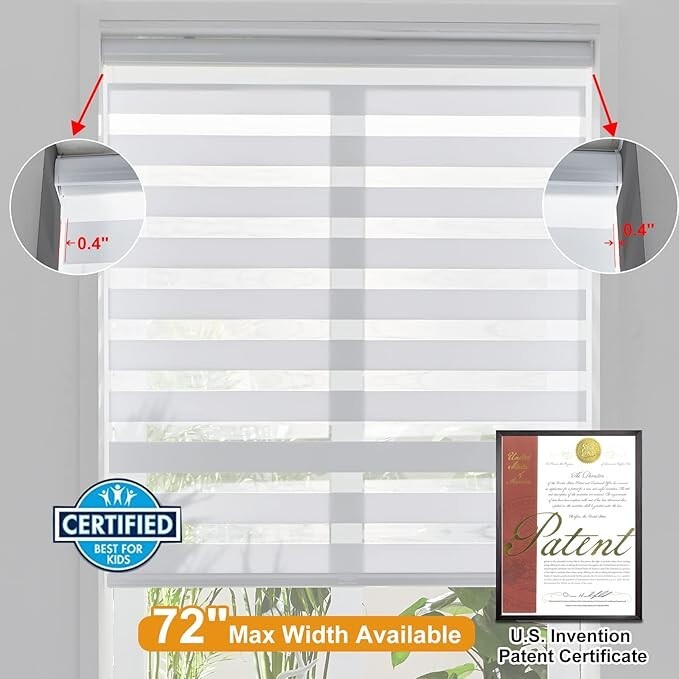 Custom Cordless Zebra Blinds for Windows Free-Stop Roller Windows Shades White gallery